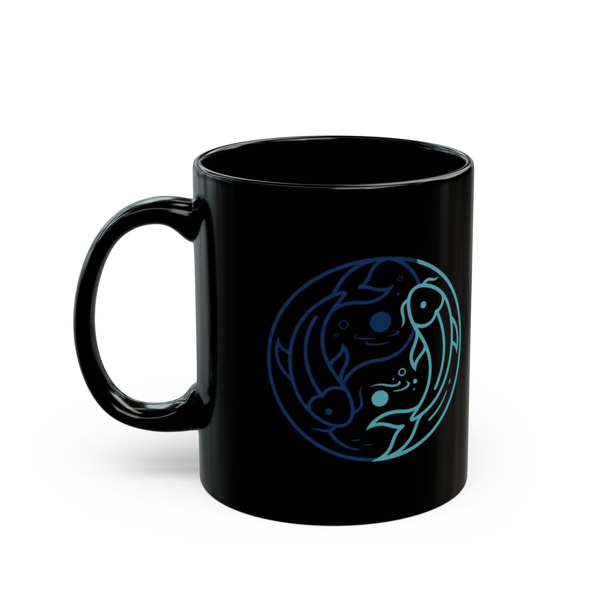 "Yin Yang Pisces" Black Ceramic Mug — Graphic