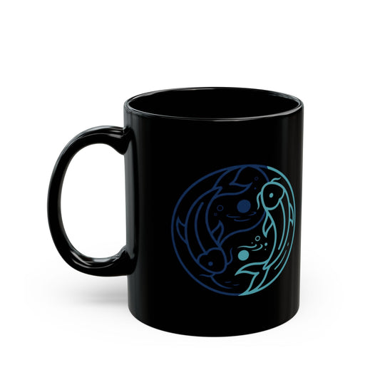 "Yin Yang Pisces" Black Ceramic Mug — Graphic