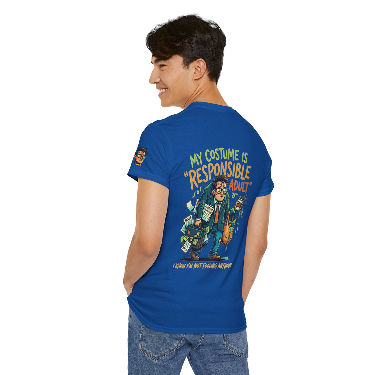 Color: Royal | Responsible Adult Costume Premium Graphic Tee