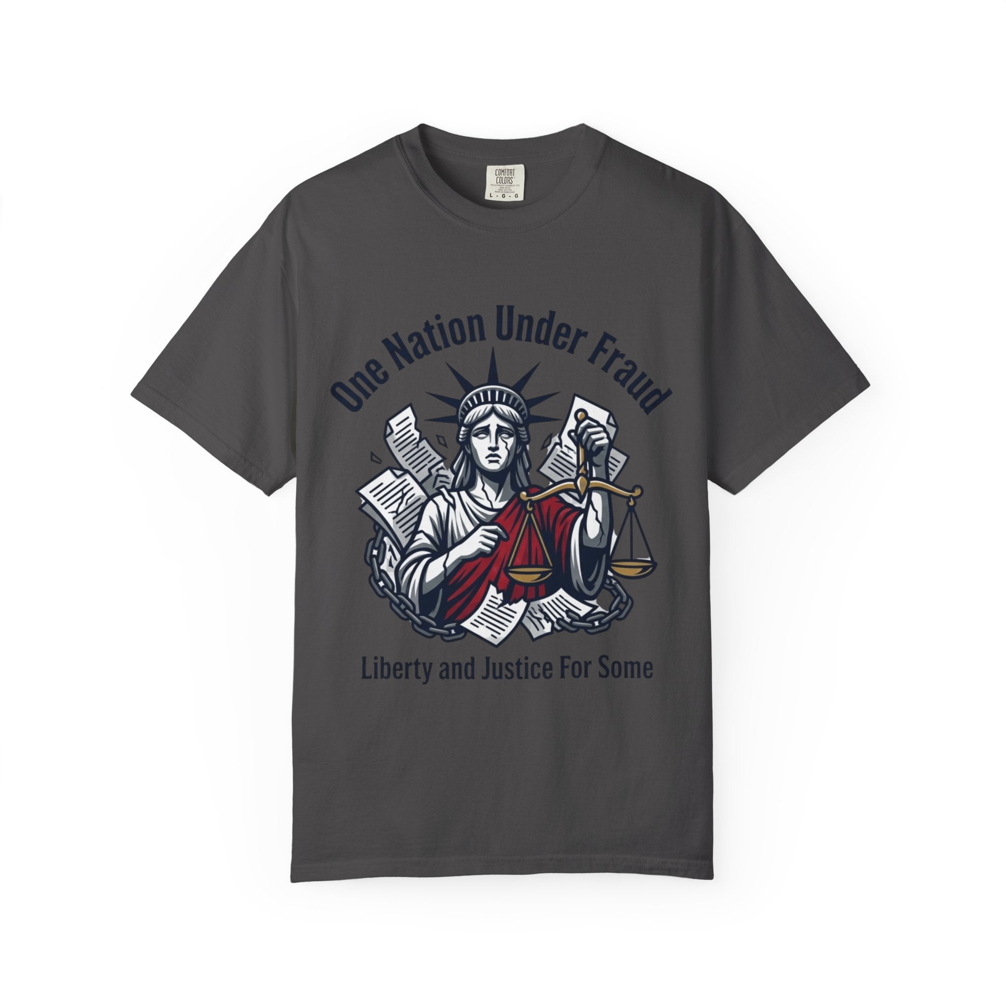 "One Nation Under Fraud" Unisex Garment-Dyed T-shirt