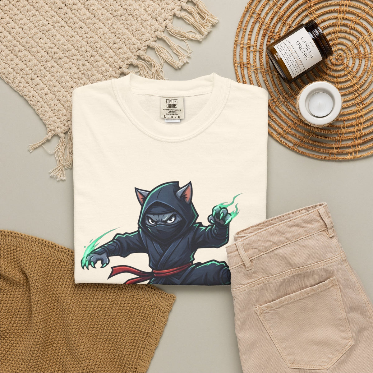 "Ninja Cat Credible" Unisex Garment-Dyed Tee