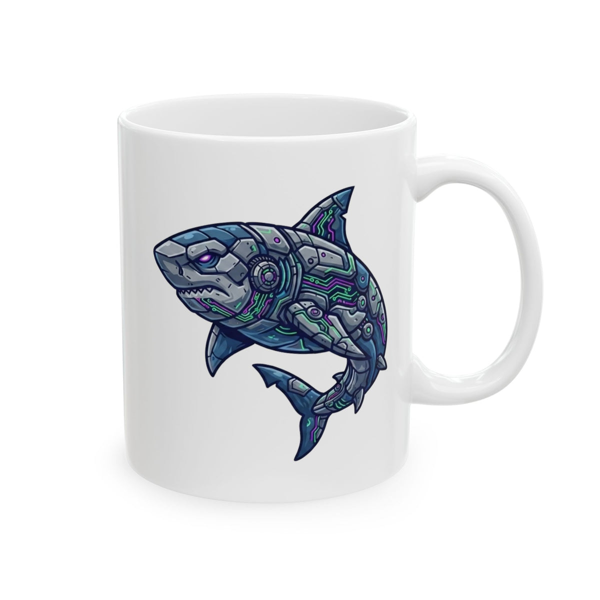 "Cyber Shark" White Ceramic Mug