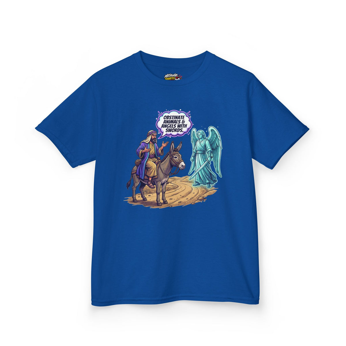 Color: Royal | Good Book Series Obstinate Animals & Angels With Swords Kids Tee