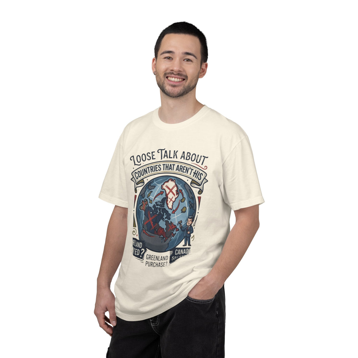 Color: Ivory | Loose Talk About Countries That Aren't His Unisex Garment-Dyed Tee