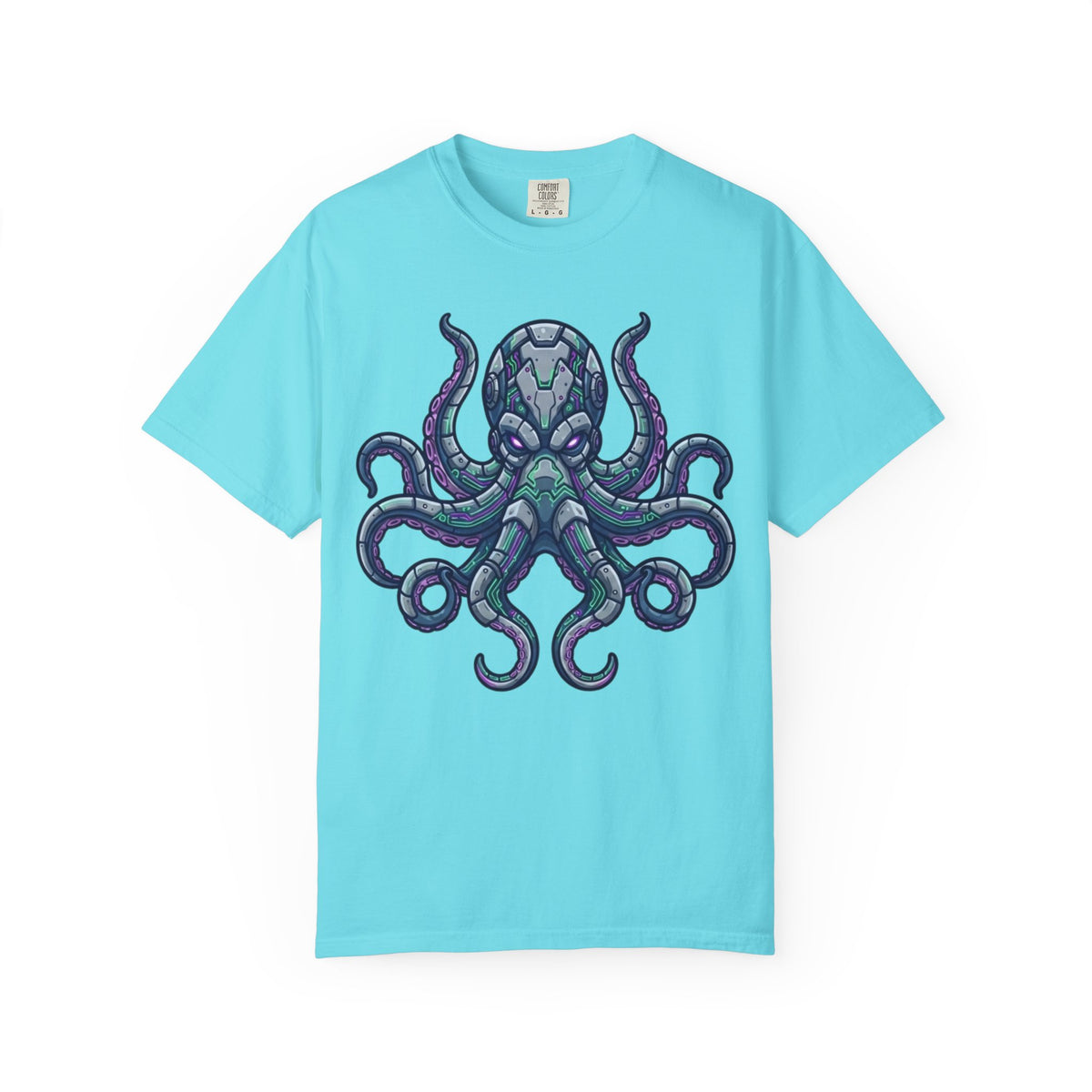 Color: Lagoon Blue | Cyber Octopus Unisex Garment-Dyed Tee