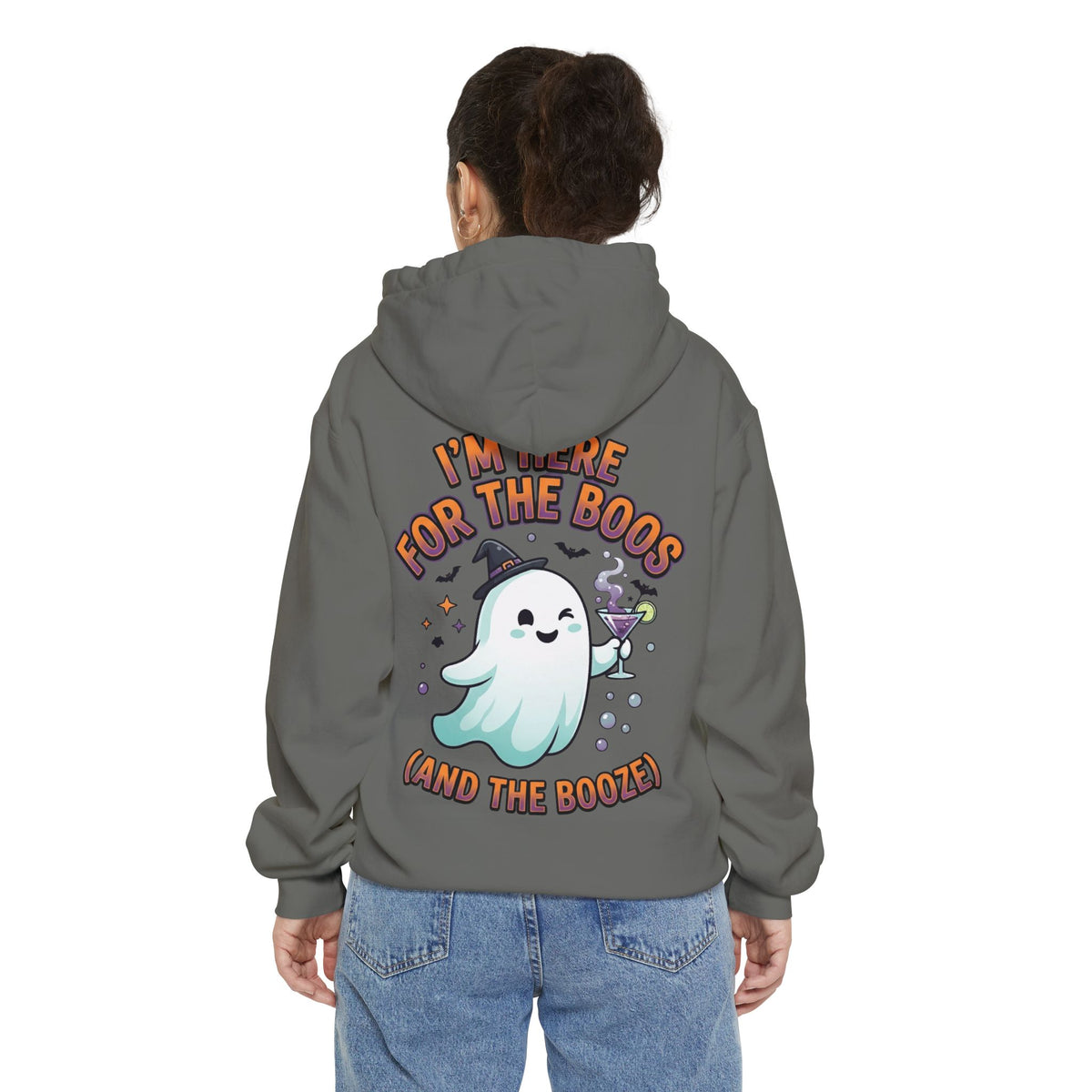 Color: Grey | I'm Here For The Boos Garment-Dyed Hoodie