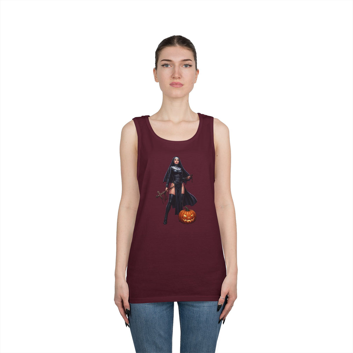 Color: Maroon | Sexy Halloween Nun Tank Top