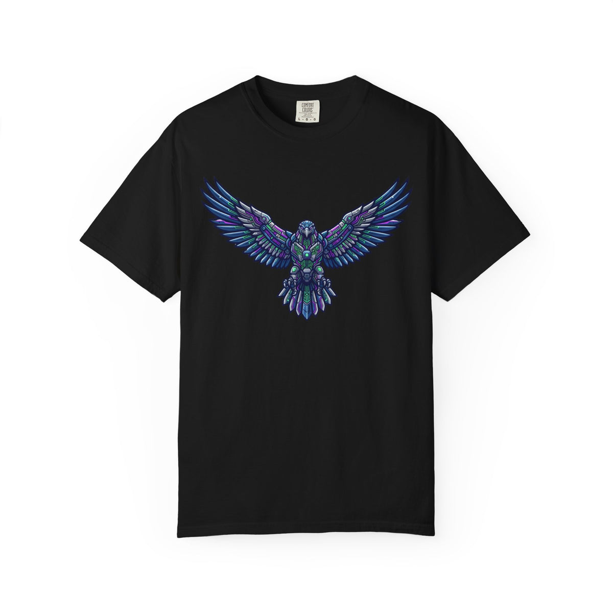 Color: Black | Cyber Falcon Unisex Garment-Dyed Tee