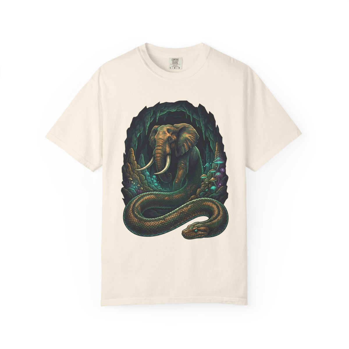 Color: Ivory | Grootslang (South African Mythology) Unisex Garment-Dyed Tee