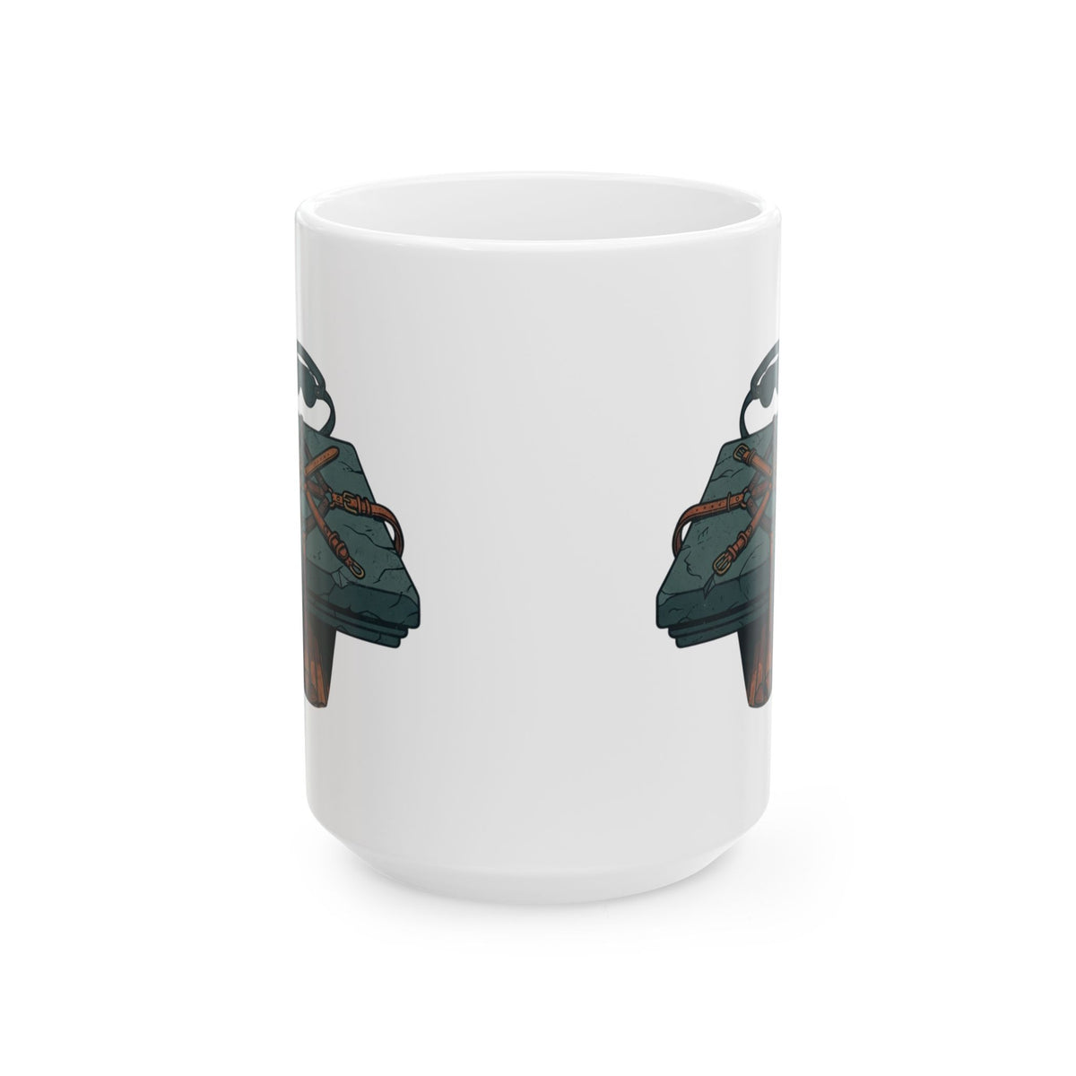 "Good Book Series Bound & Blindfolded" White Ceramic Mug — Graphic