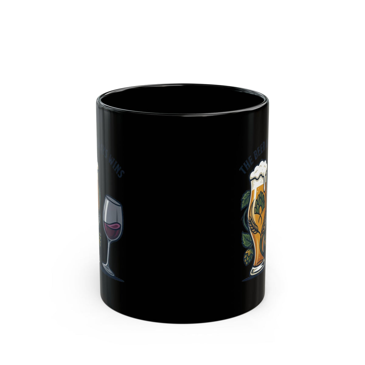 "The Beer Always Wins" Black Ceramic Mug