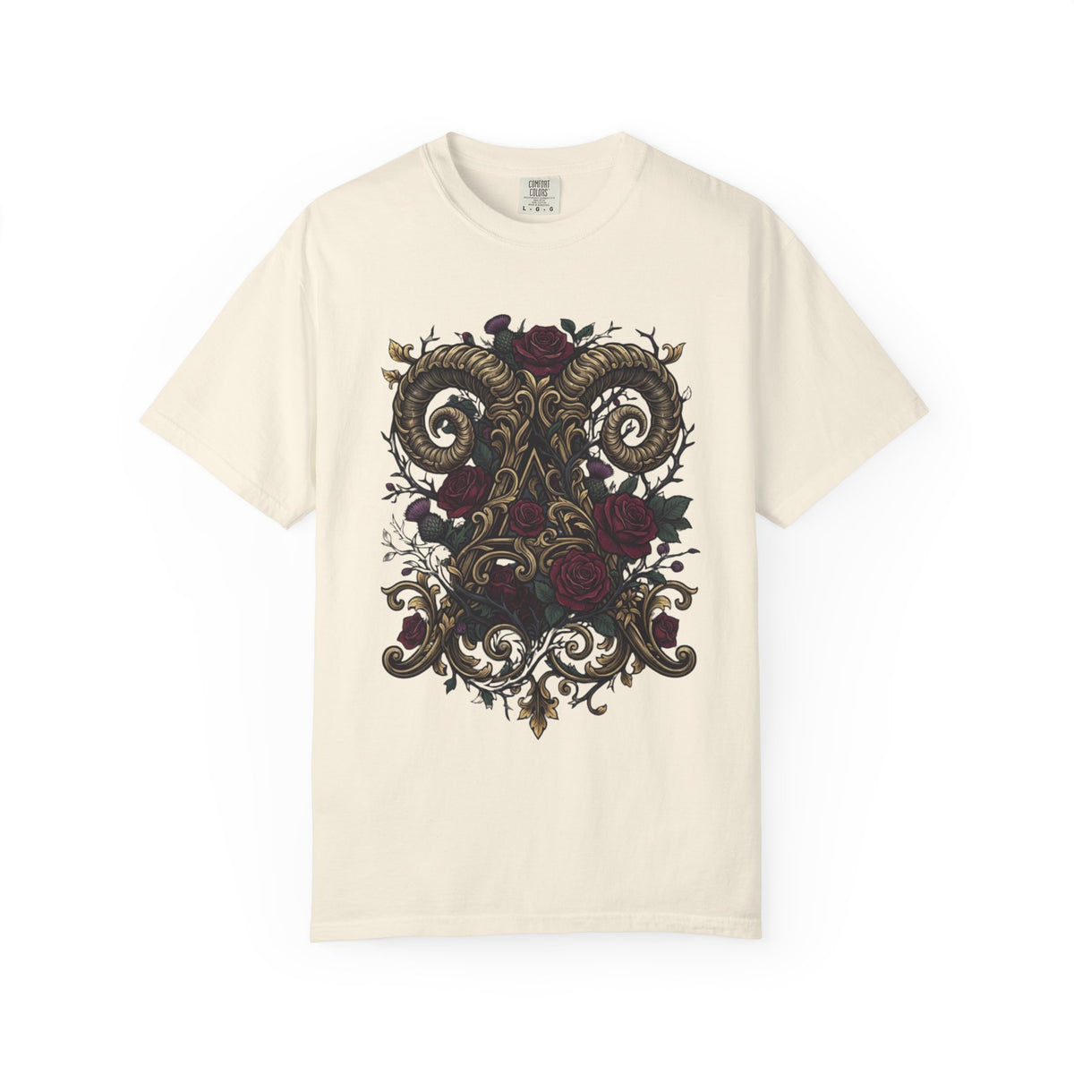 Color: Ivory | Floral Monogram Aries Unisex Garment-Dyed Tee