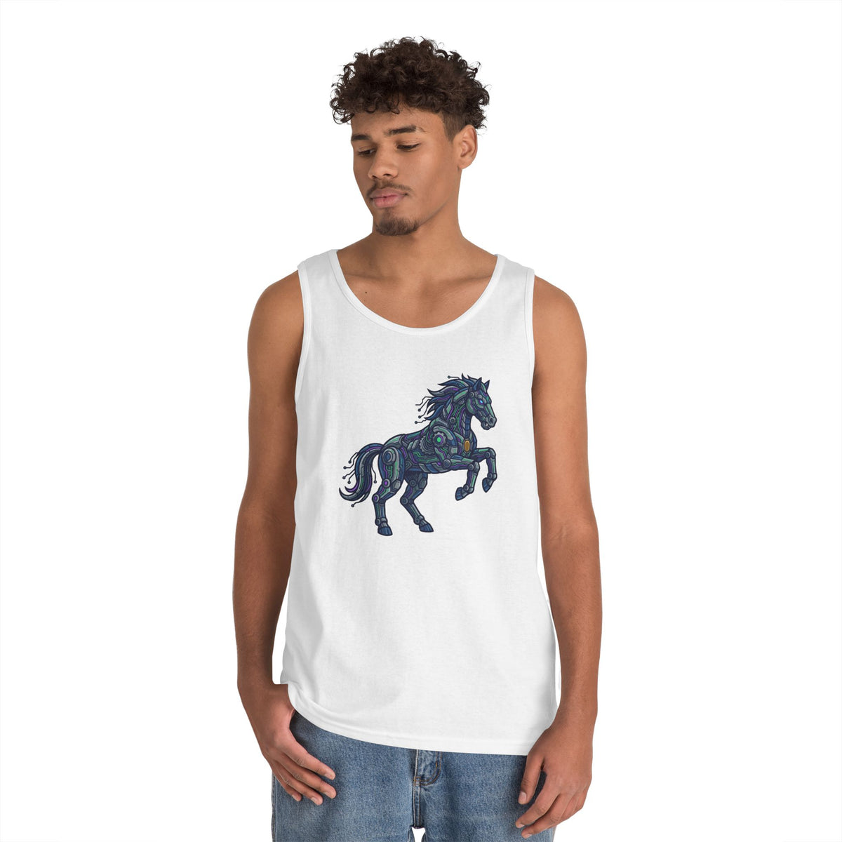 Color: White | Cyber Mustang Tank Top