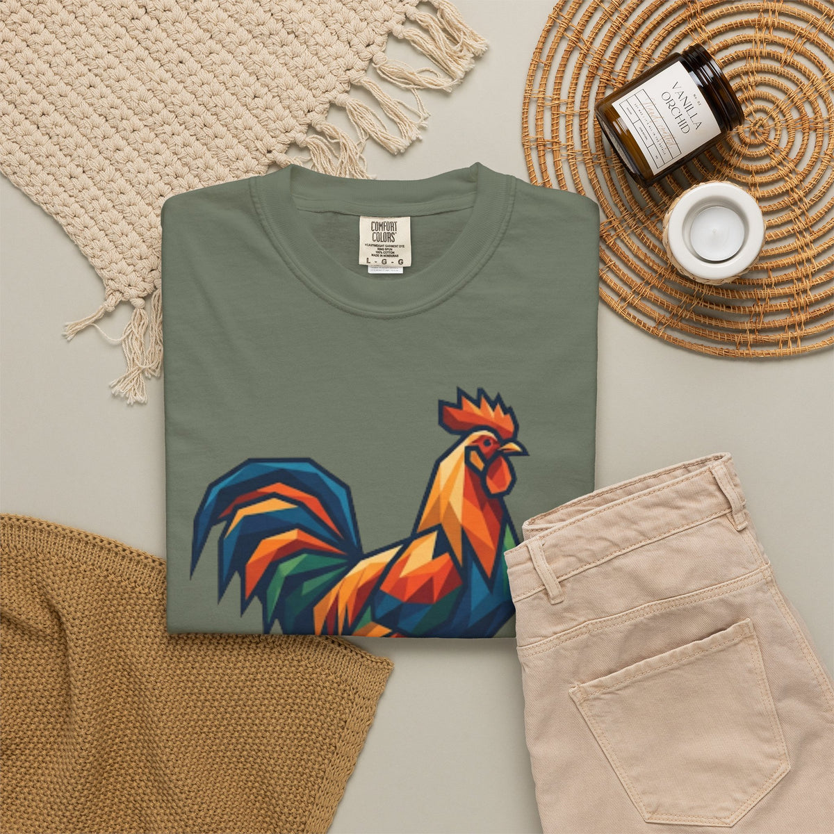 "Barnyard Rooster" Unisex Garment-Dyed Tee