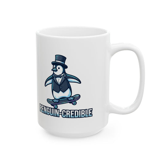 "Penguin Credible" White Ceramic Mug