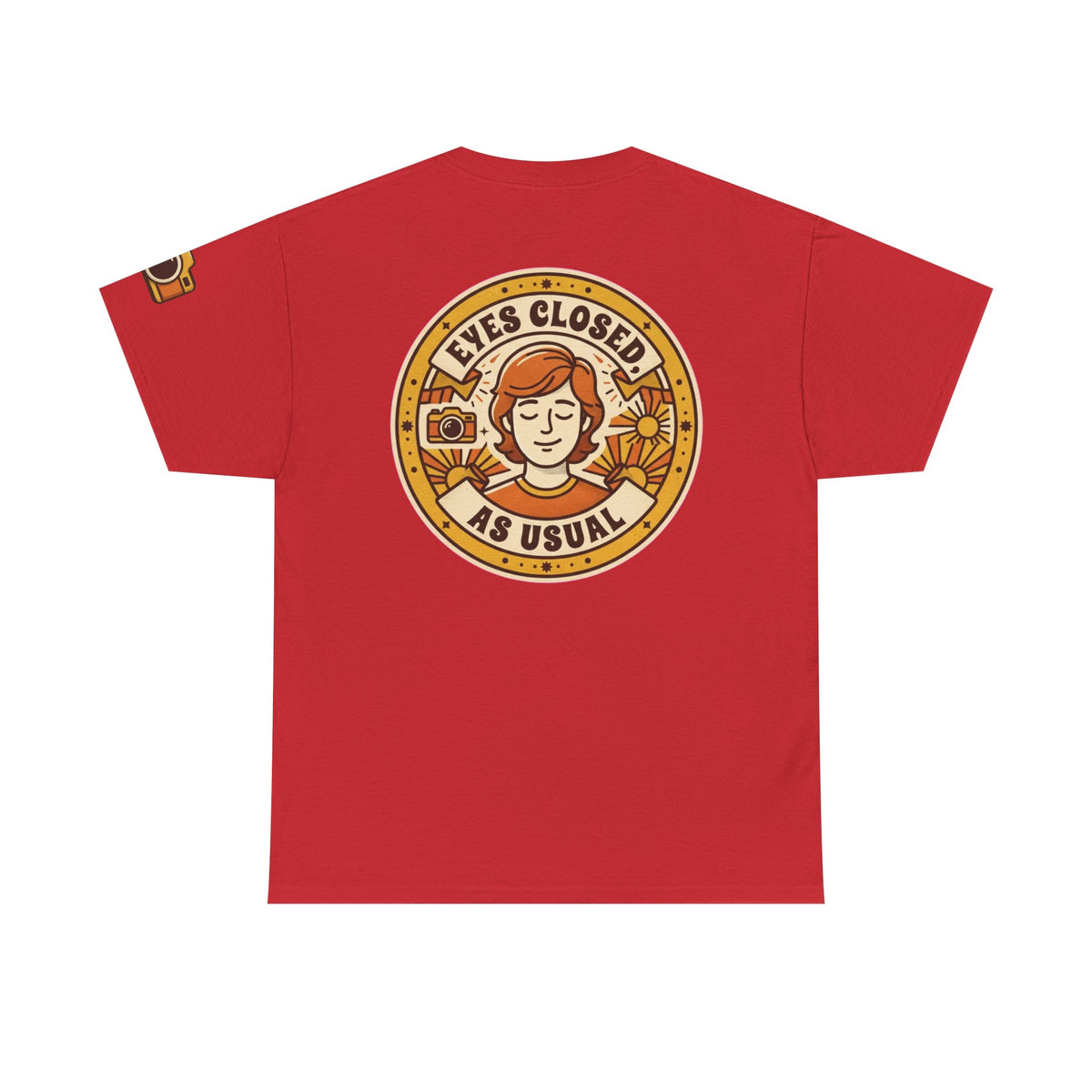 Color: Red | Eyes Closed As Usual Premium Graphic Tee