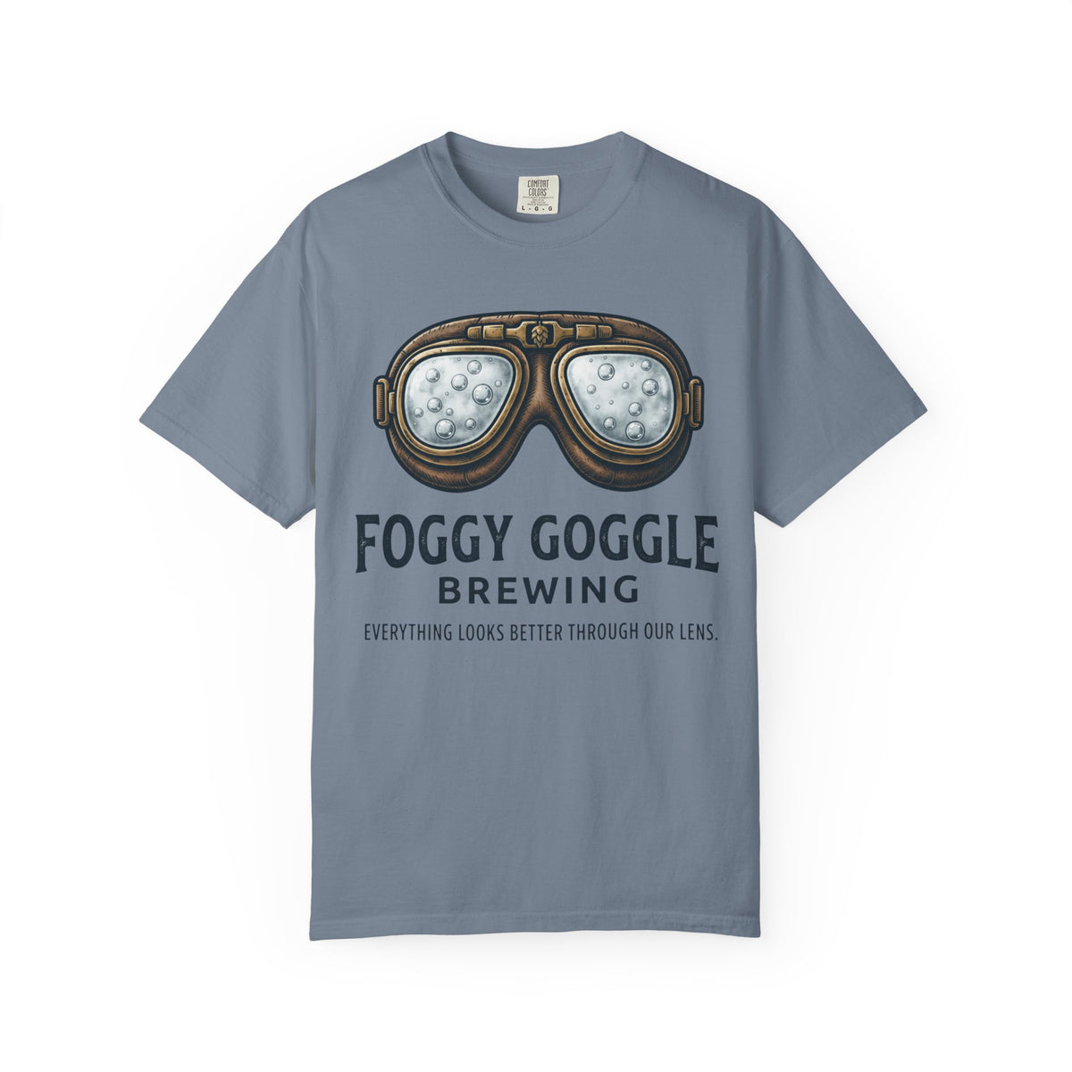 Color: Blue Jean | Foggy Goggle Brewing Unisex Garment-Dyed Tee