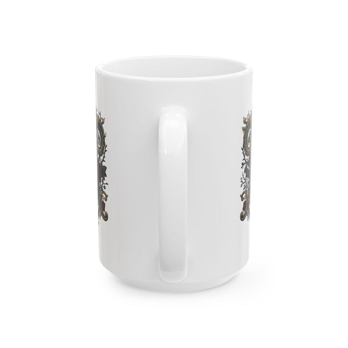 "Floral Monogram Aries" White Ceramic Mug