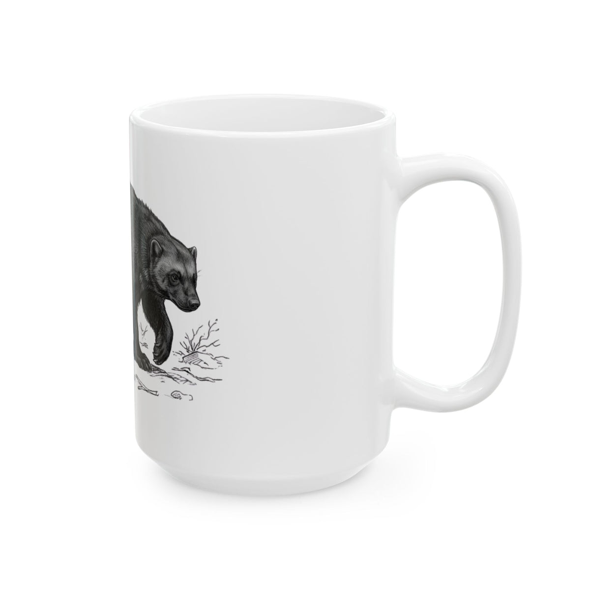 "Pencil Sketch Art Wolverine" White Ceramic Mug