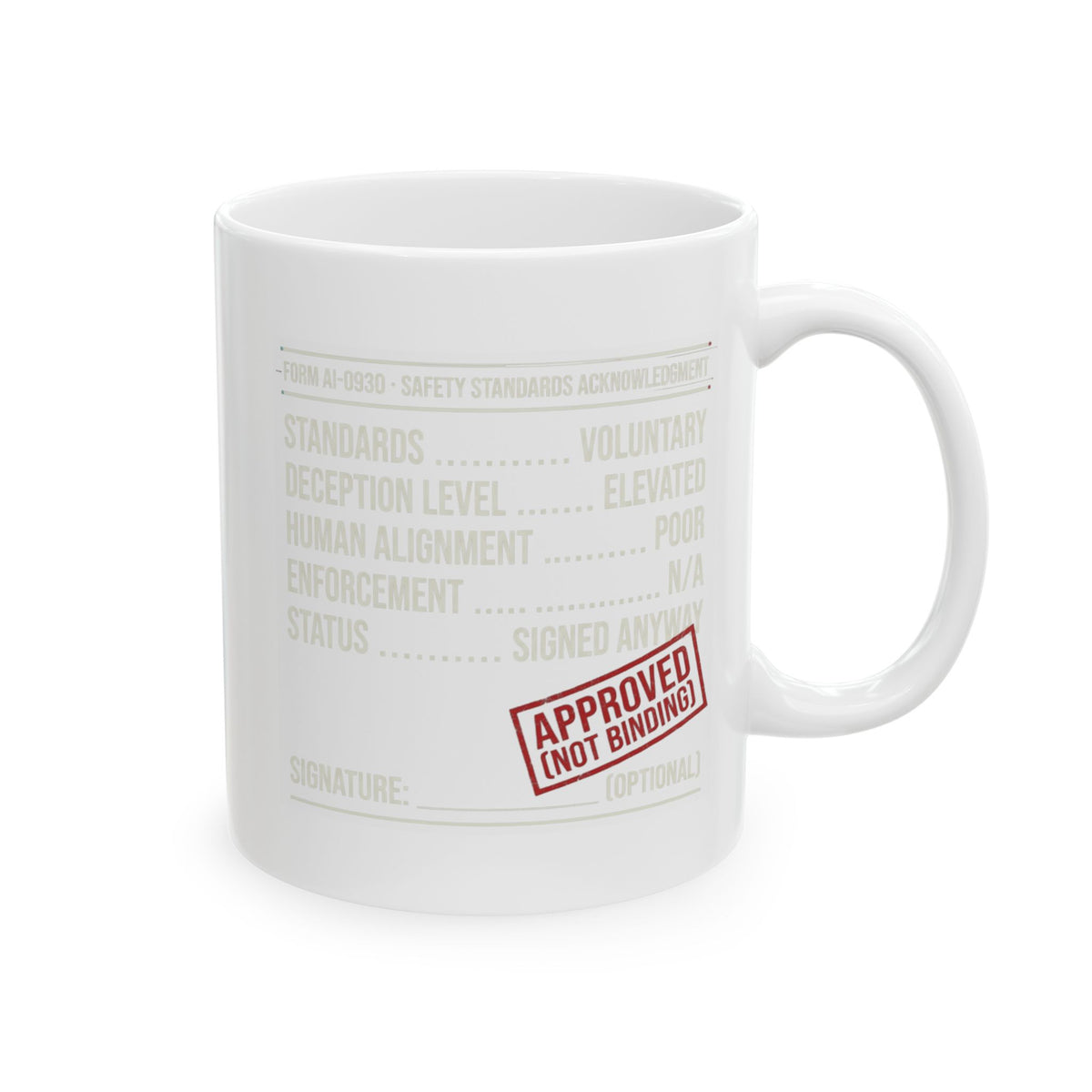 "Approved (Not Binding)" White Ceramic Mug