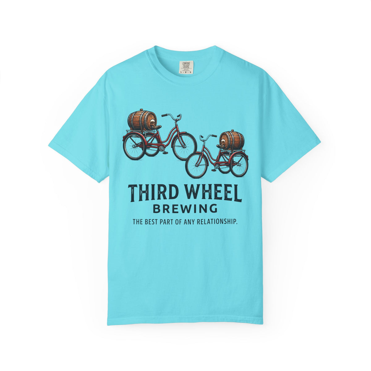 Color: Lagoon Blue | Third Wheel Brewing Unisex Garment-Dyed Tee