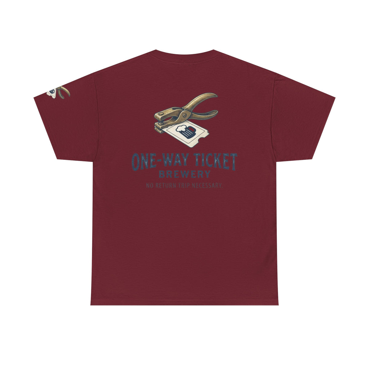 Color: Garnet | One-Way Ticket Brewery Premium Graphic Tee