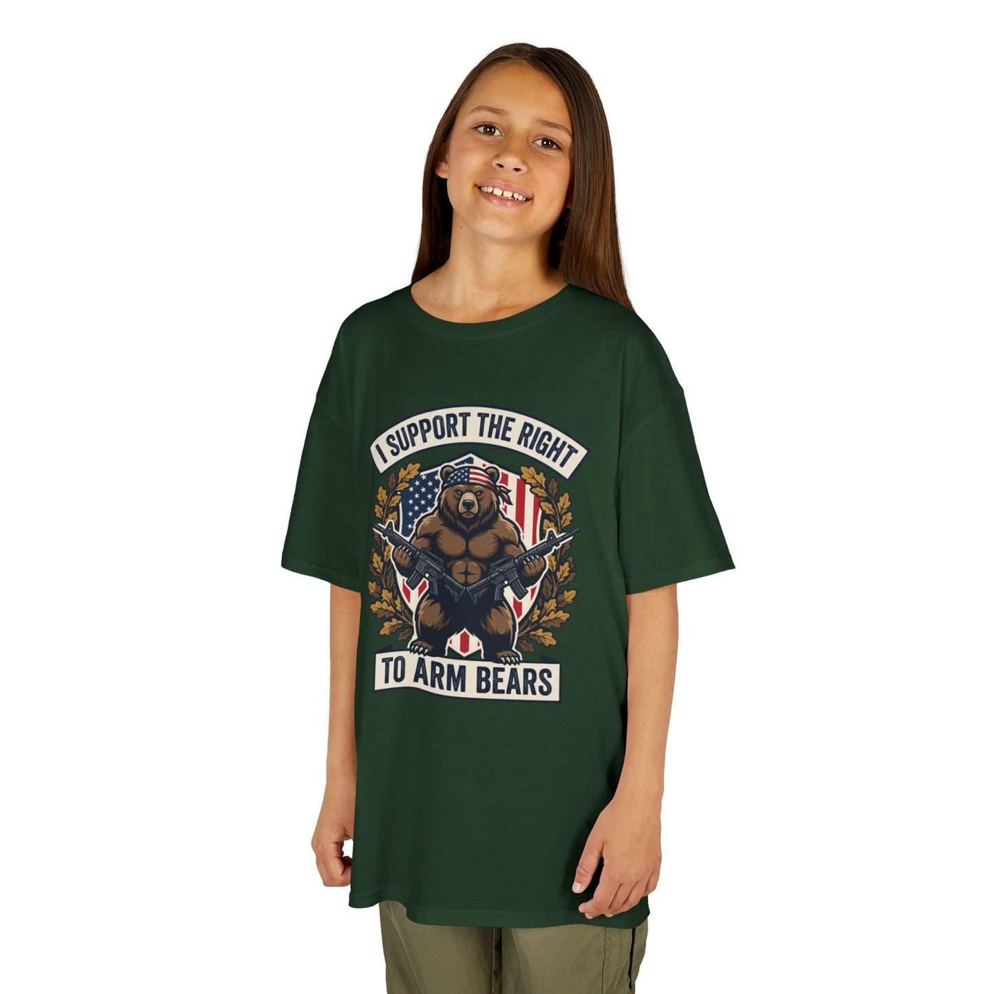 Kids T‑Shirt — "I Support The Right To Arm Bears" Patriotic Bear Graphic Tee