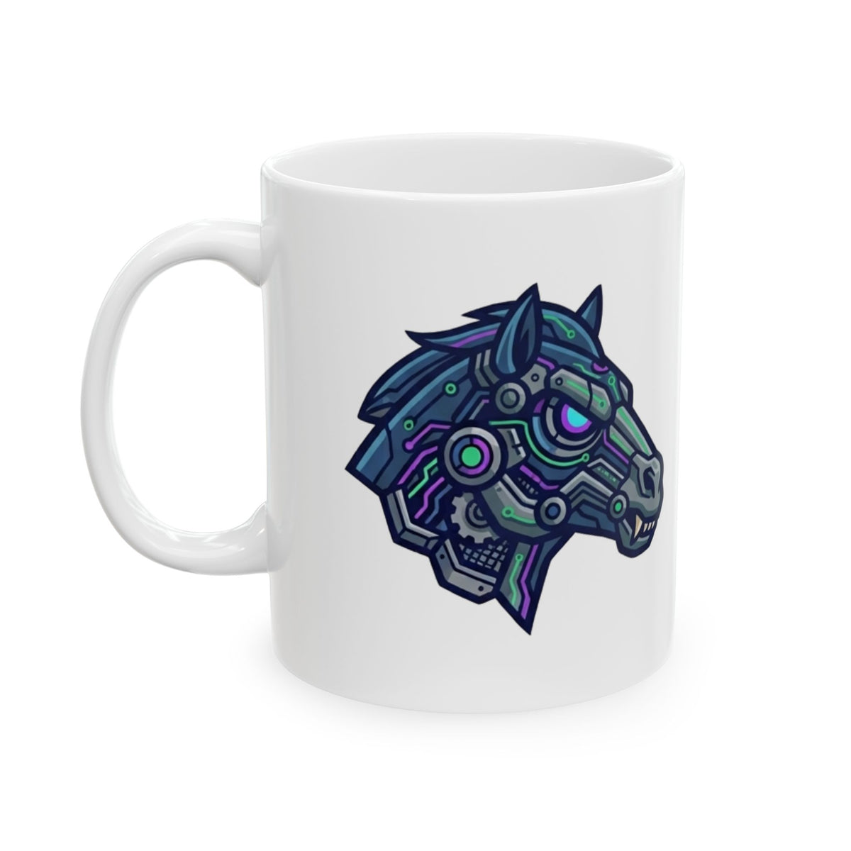 "Cyber Mustang" White Ceramic Mug — Graphic