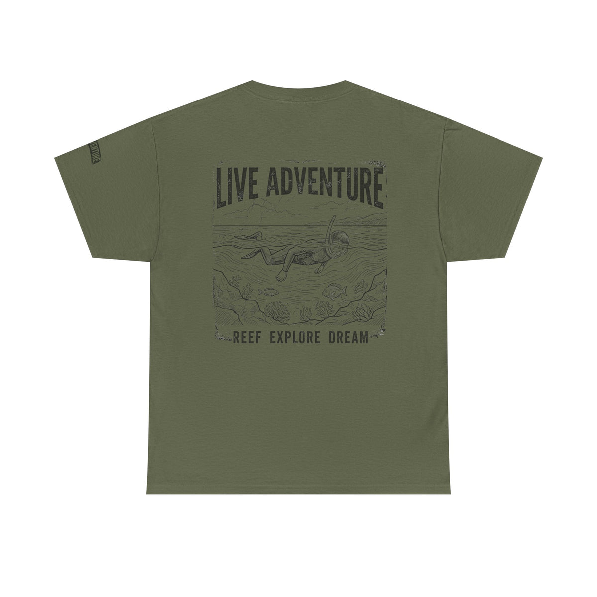 Color: Military Green | Live Adventure Surfing Premium Graphic Tee
