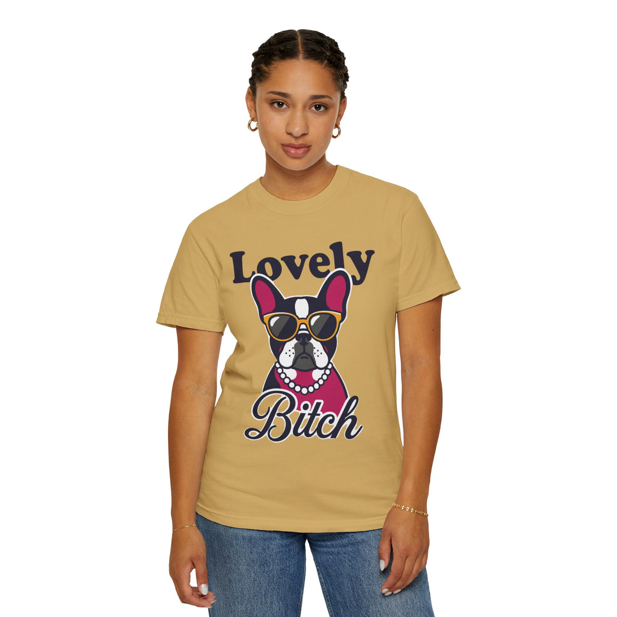 Color: Mustard | Lovely Bitch Unisex Garment-Dyed Tee