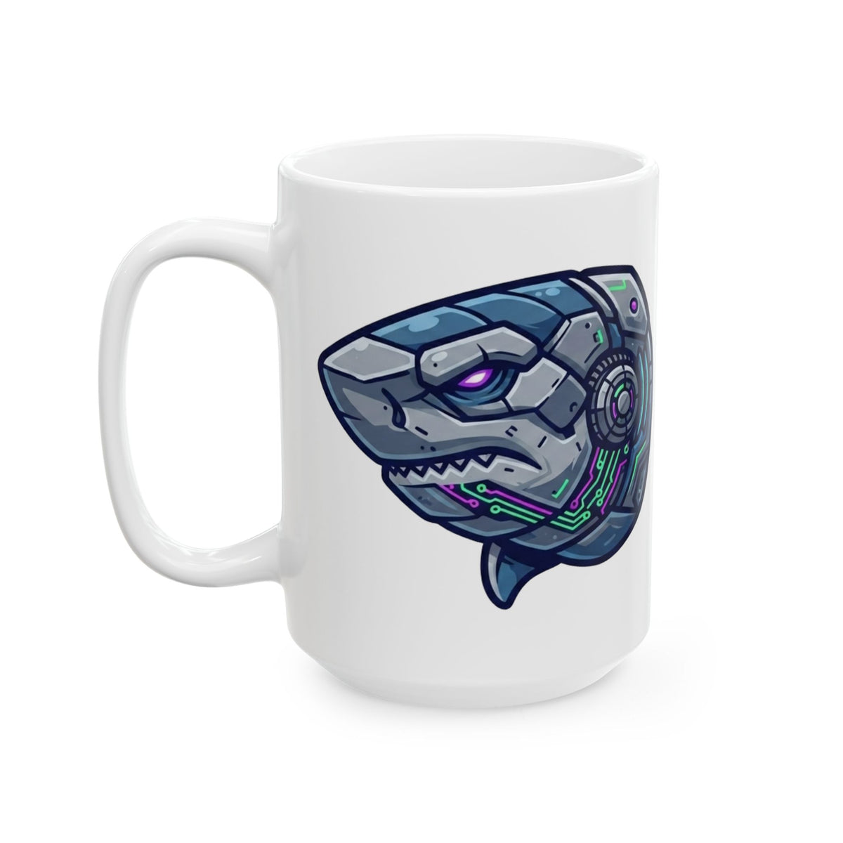 "Cyber Shark" White Ceramic Mug — Graphic
