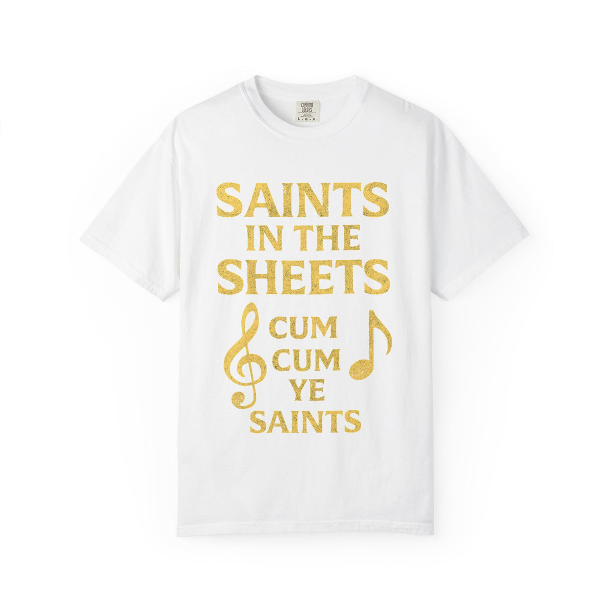 Color: White | Saints in the Sheets T-Shirt Unisex Garment-Dyed T-shirt