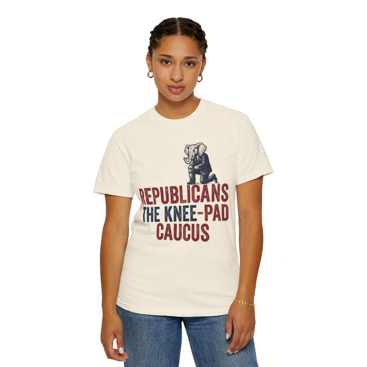 Color: Ivory | The Knee Pad Caucus Unisex Garment-Dyed Tee