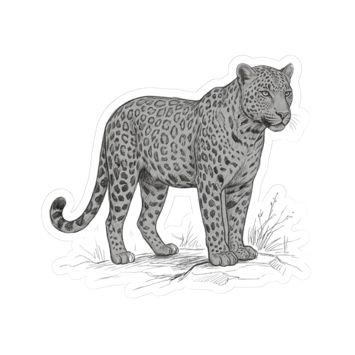 "Pencil Sketch Art Leopard" Sticker — Main