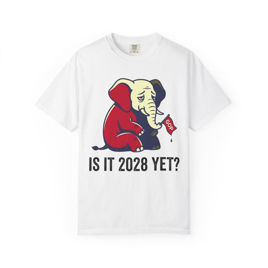 Color: White | Is It 2028 Yet Unisex Garment-Dyed Tee