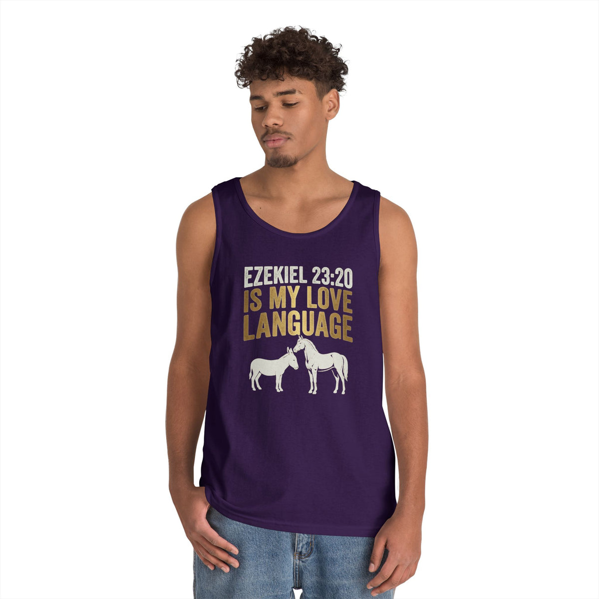 Color: Purple | Good Book Series Ezekiel 23 20 Love Language Tank Top