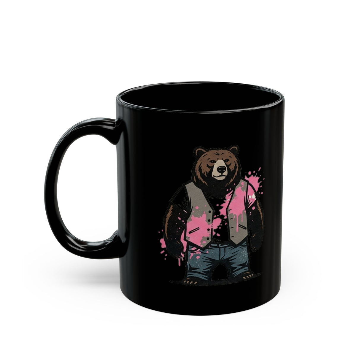 "Real Men Eat Pink" Black Ceramic Mug — Graphic