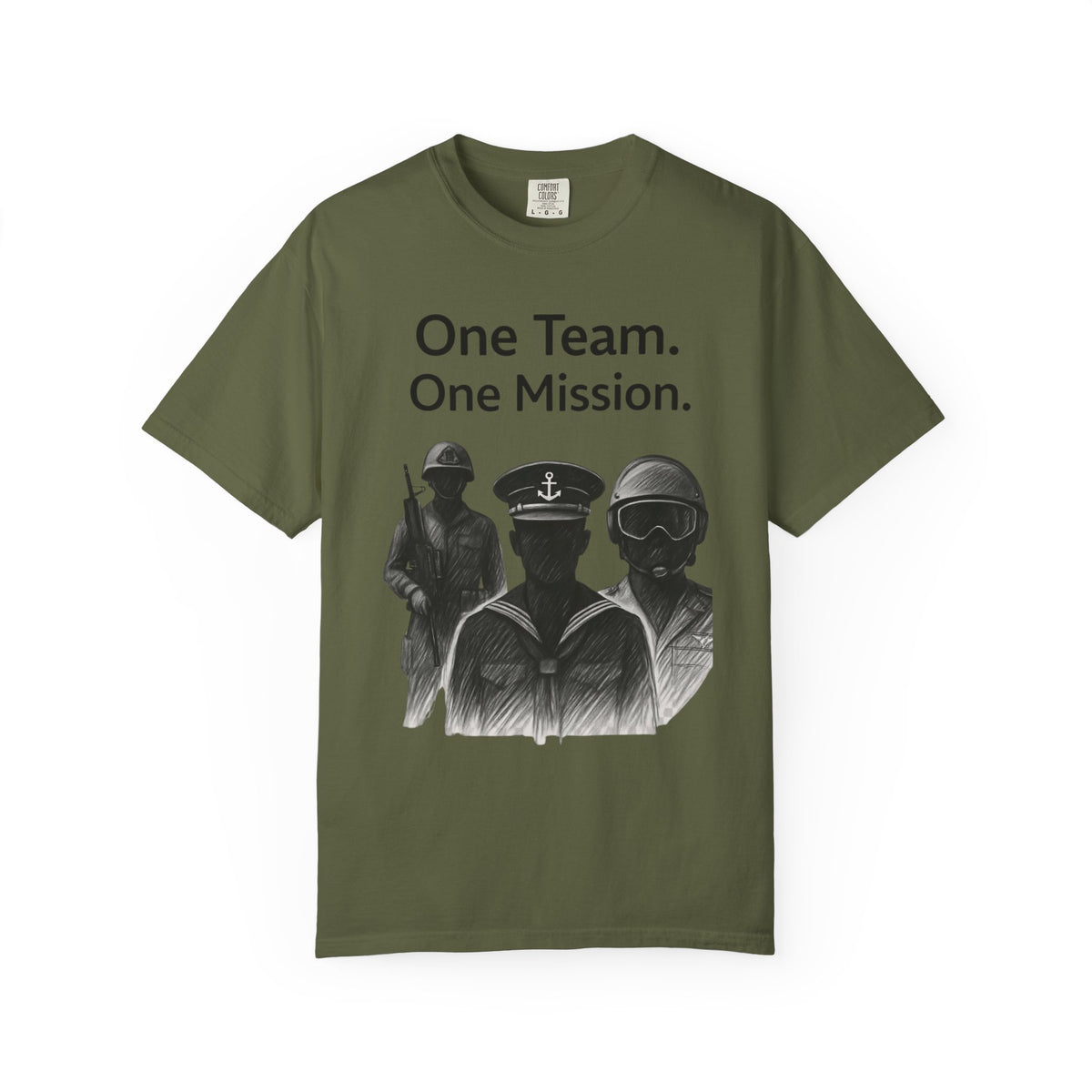 Color: Hemp | One Team One Mission Unisex Garment-Dyed T-shirt