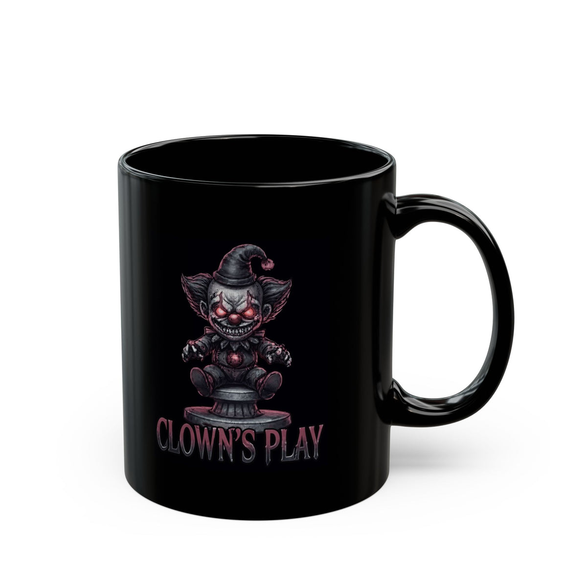 "Clown Play" Black Ceramic Mug