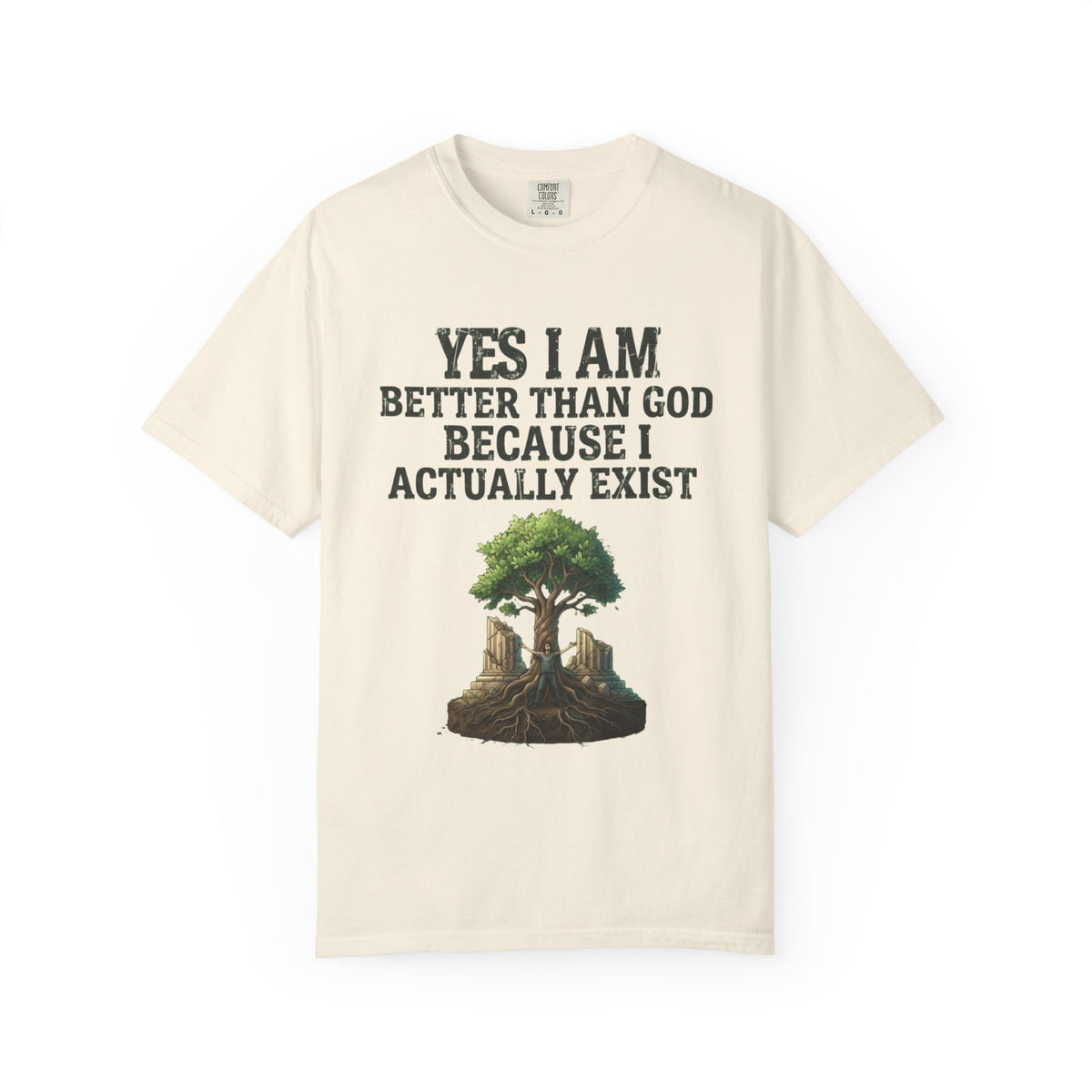 Color: Ivory | I Exist Unisex Garment-Dyed Tee
