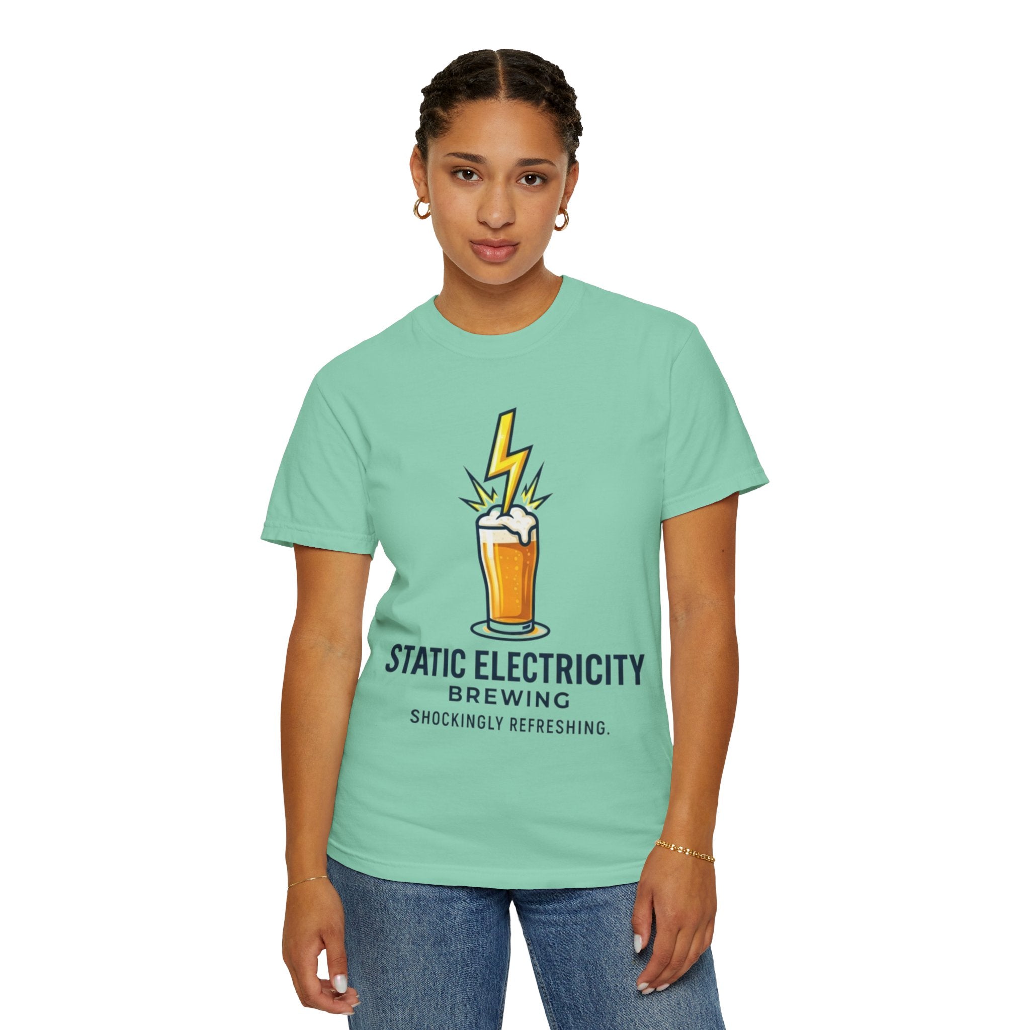 "Static Electricity Brewing" Unisex Garment-Dyed Tee