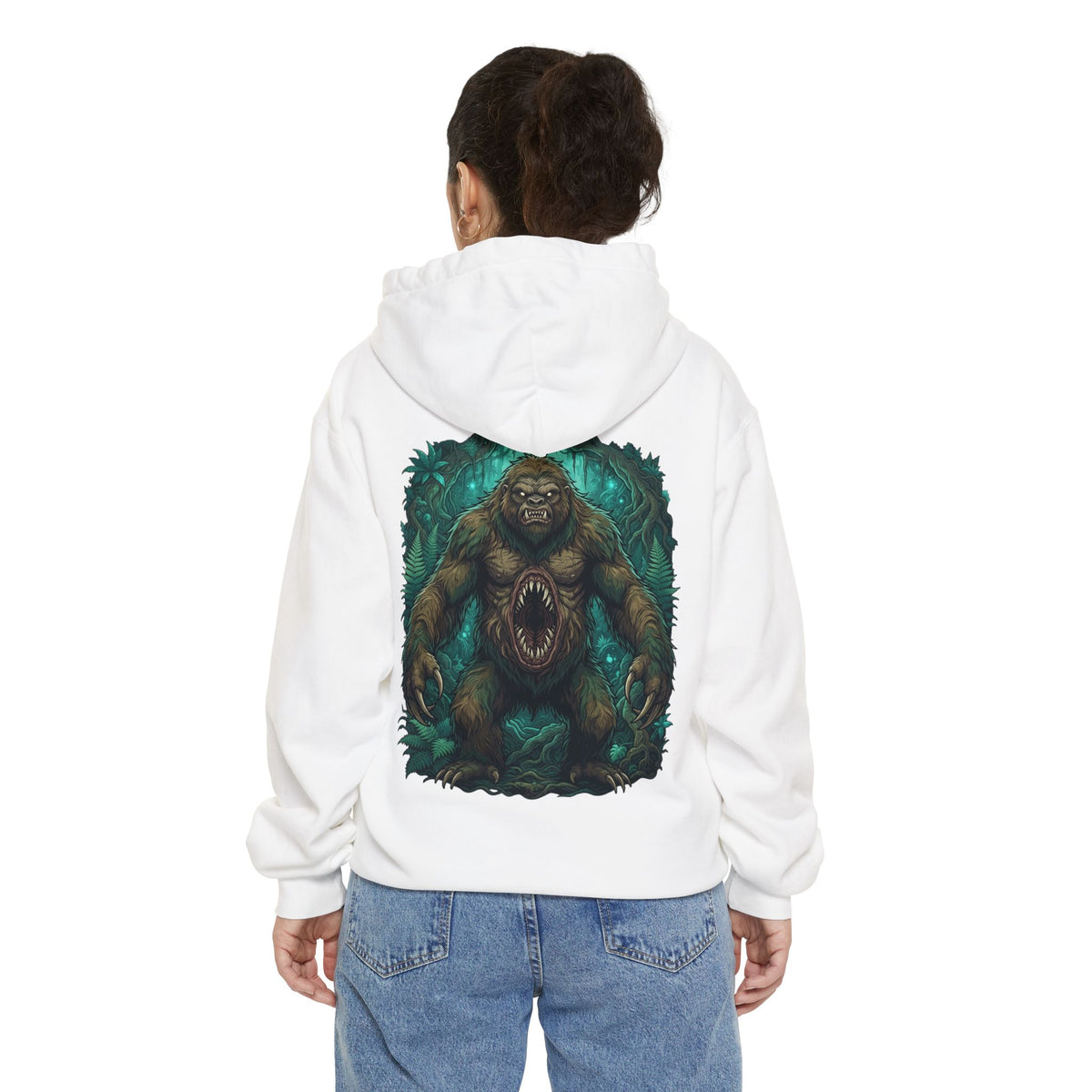 Color: White | Mapinguari (Amazon Rainforest) Garment-Dyed Hoodie