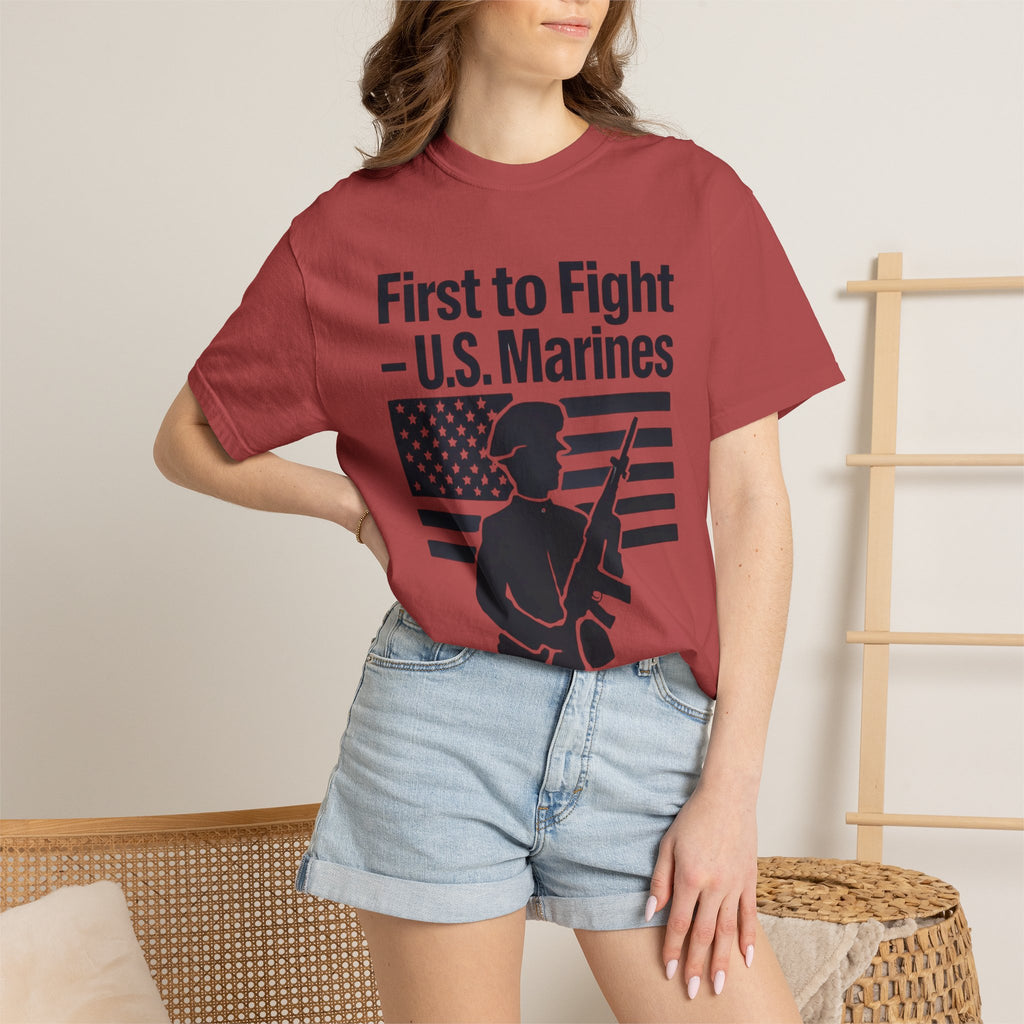 "First to Fight" Unisex Garment-Dyed T-shirt
