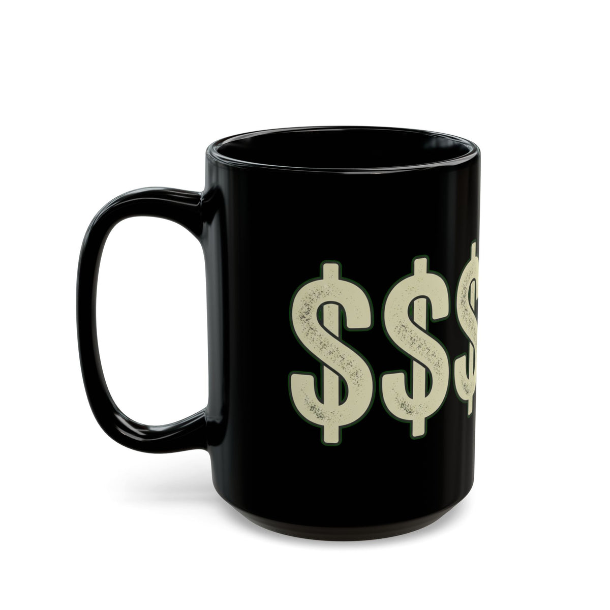 "Technically Wealthy" Black Ceramic Mug — Graphic