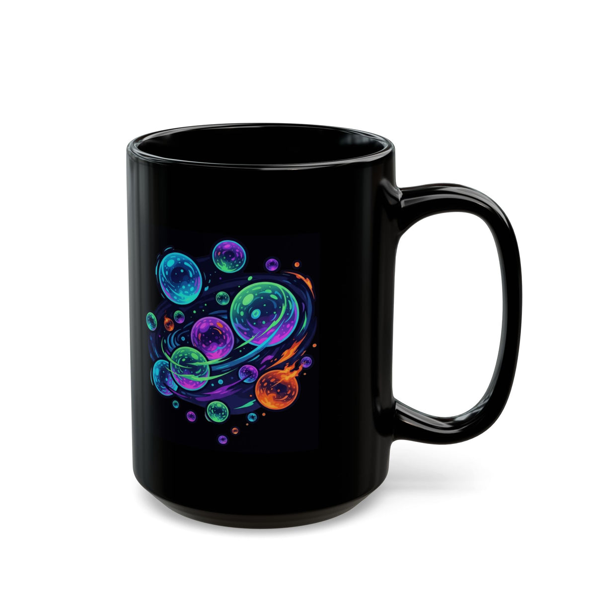 "MinMin Lights (Australian Folklore)" Black Ceramic Mug — Graphic