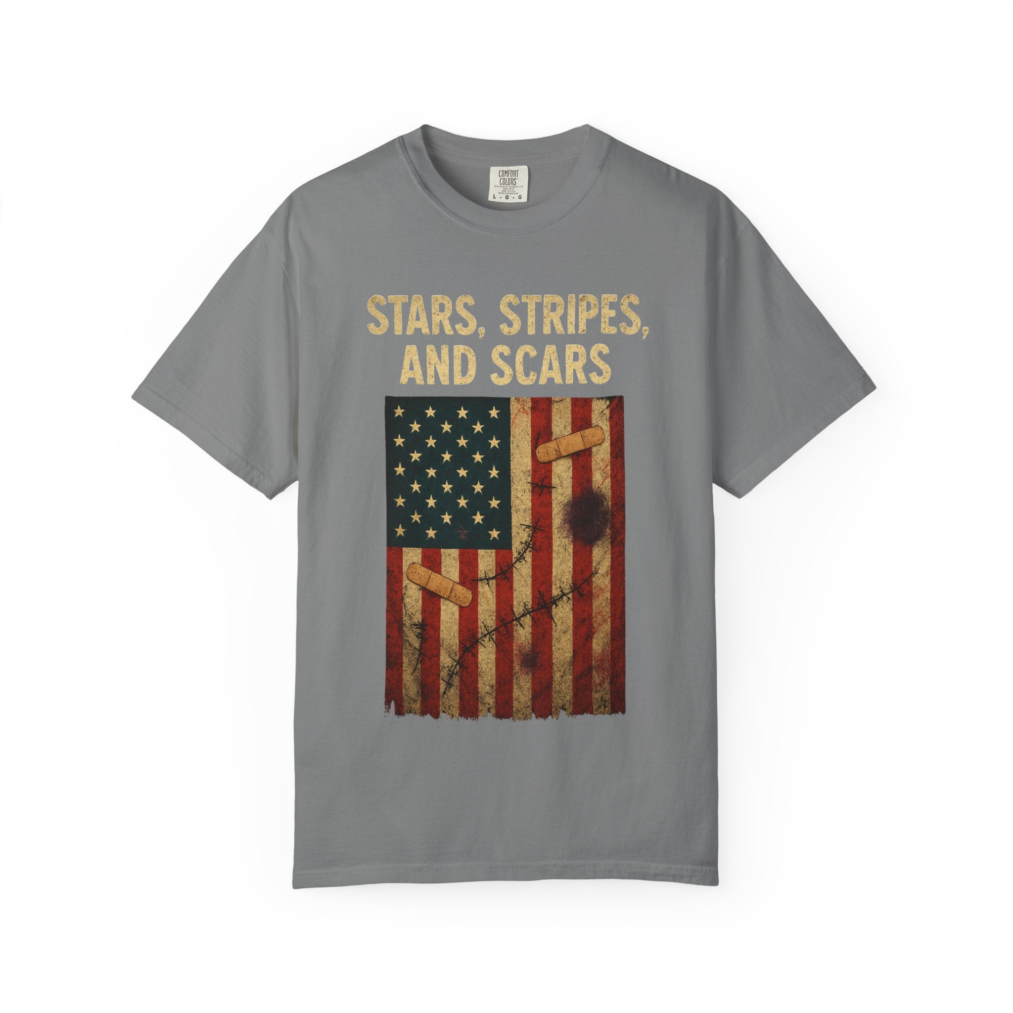 "STARS, STRIPES, AND SCARS" Unisex Garment-Dyed T-shirt