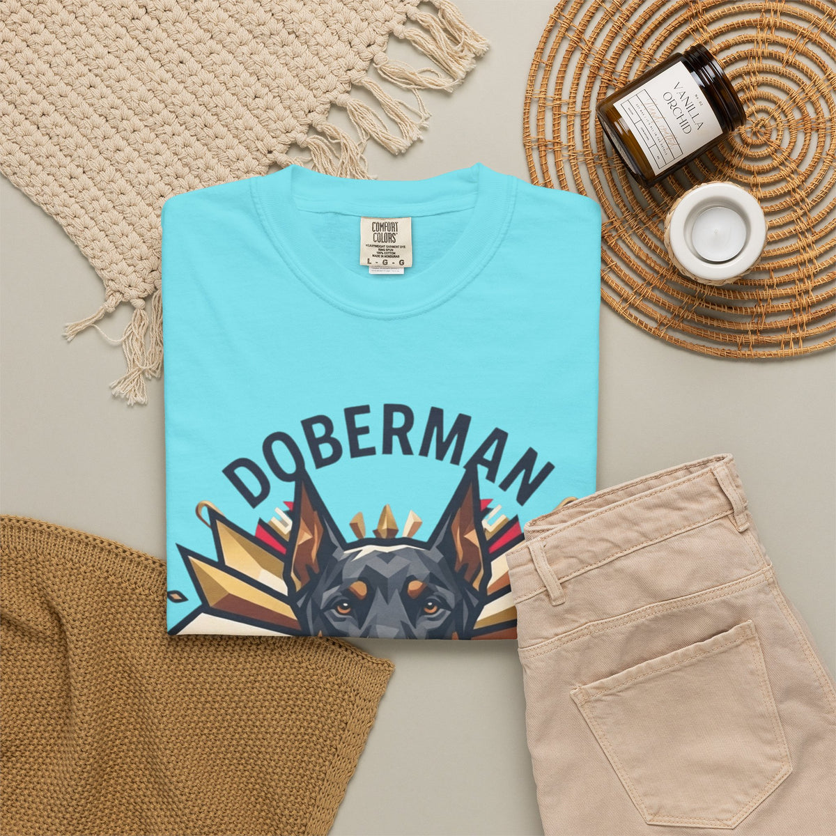 "Doberman Defender" Unisex Garment-Dyed Tee