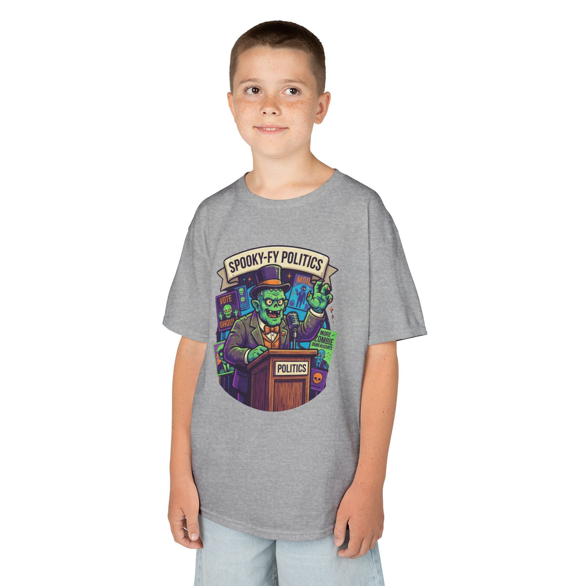 Color: Sport Grey | Spooky-Fy Politics Kids Tee