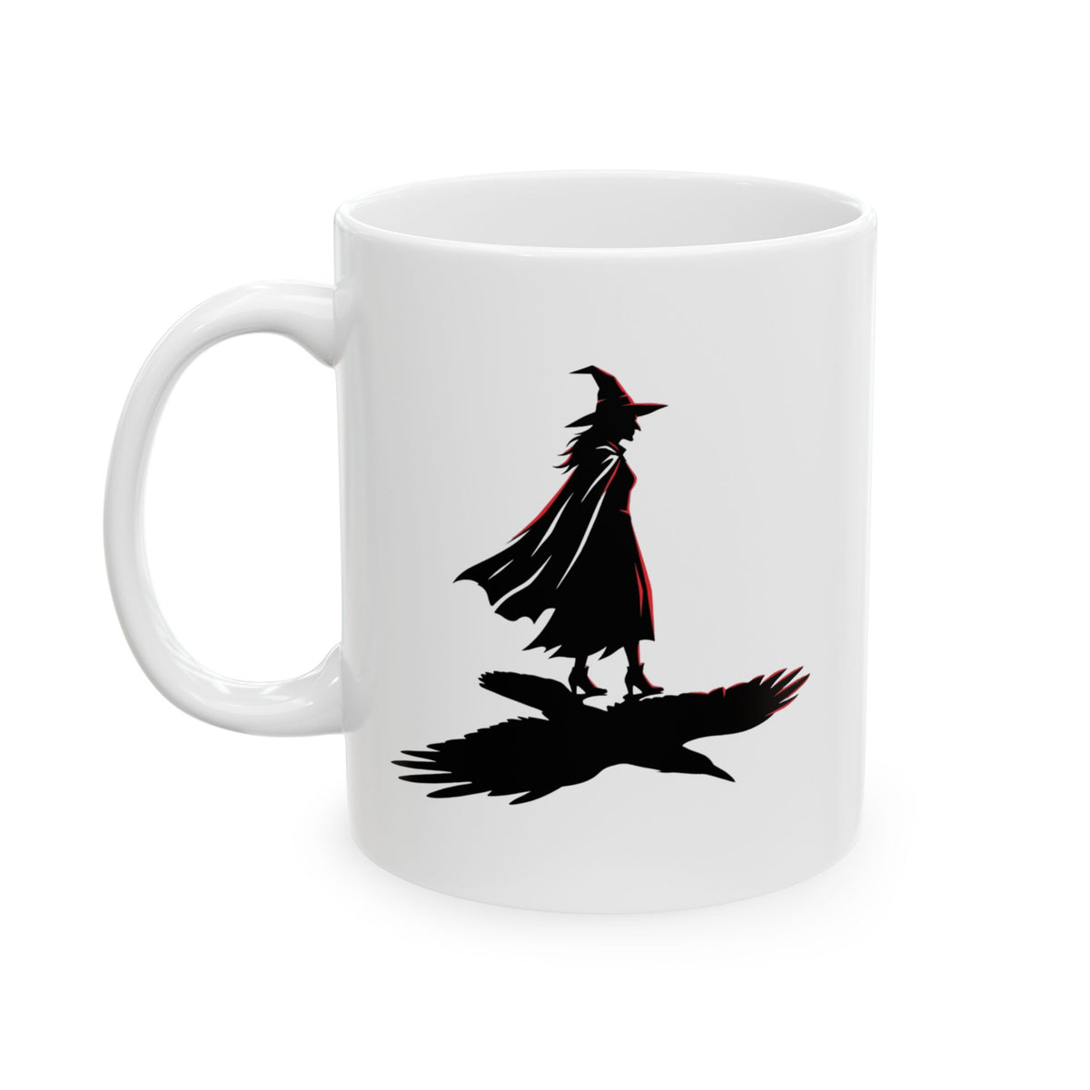 "Witch With Raven Shadow" White Ceramic Mug