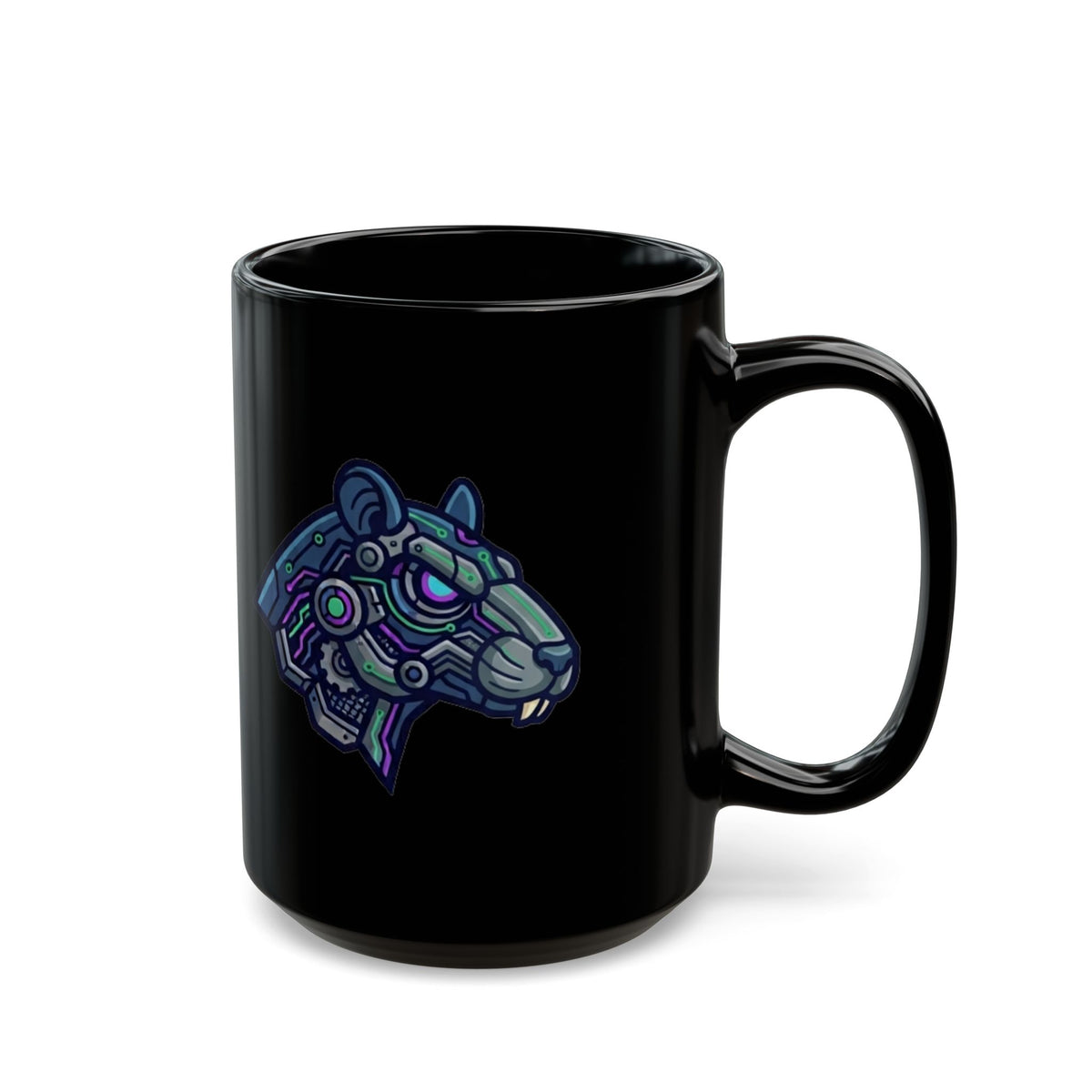 "Cyber Hamster" Black Ceramic Mug — Graphic